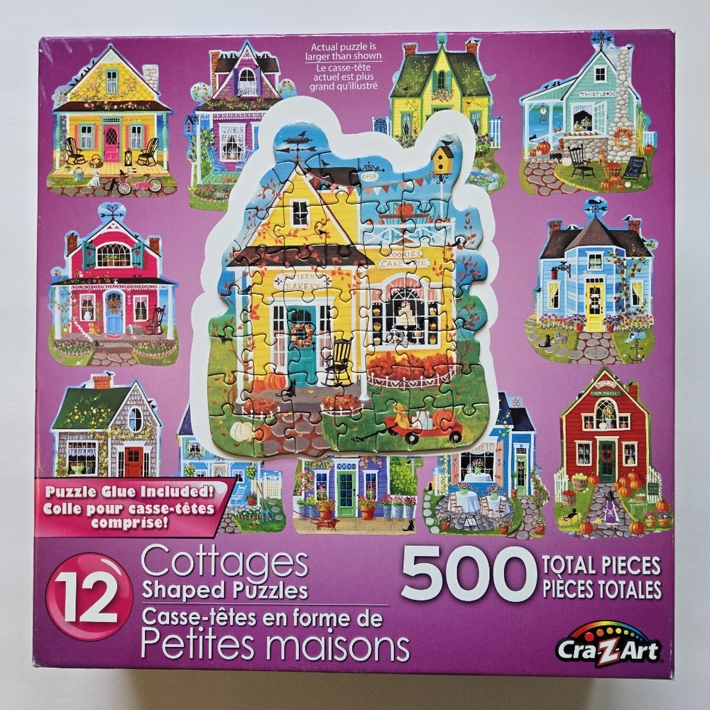 Crazart Cottage Shaped Puzzles 500 Total Pieces